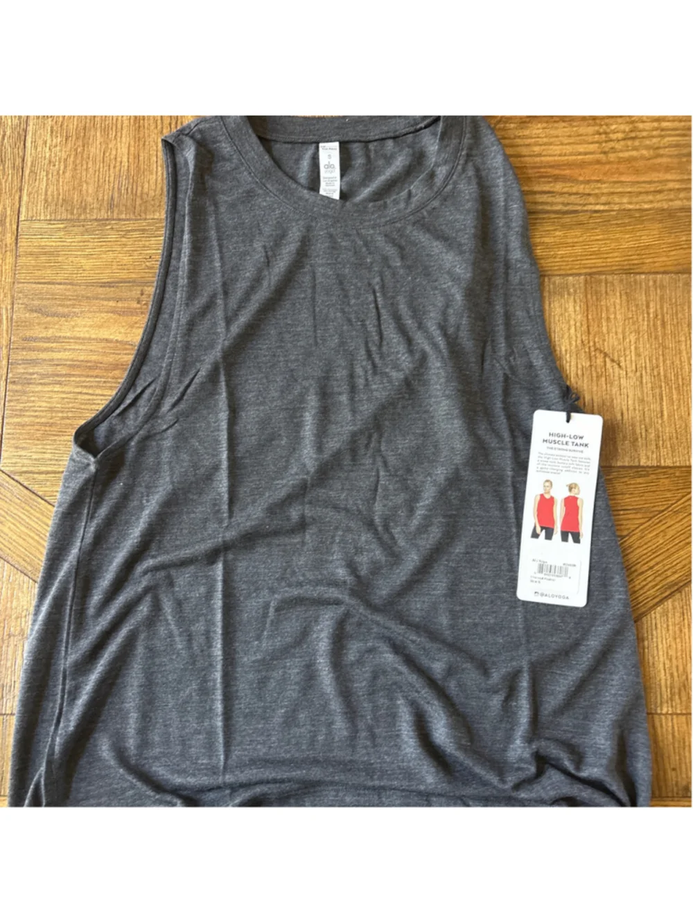 Alo Yoga dark grey heather tank top size S Charcoal